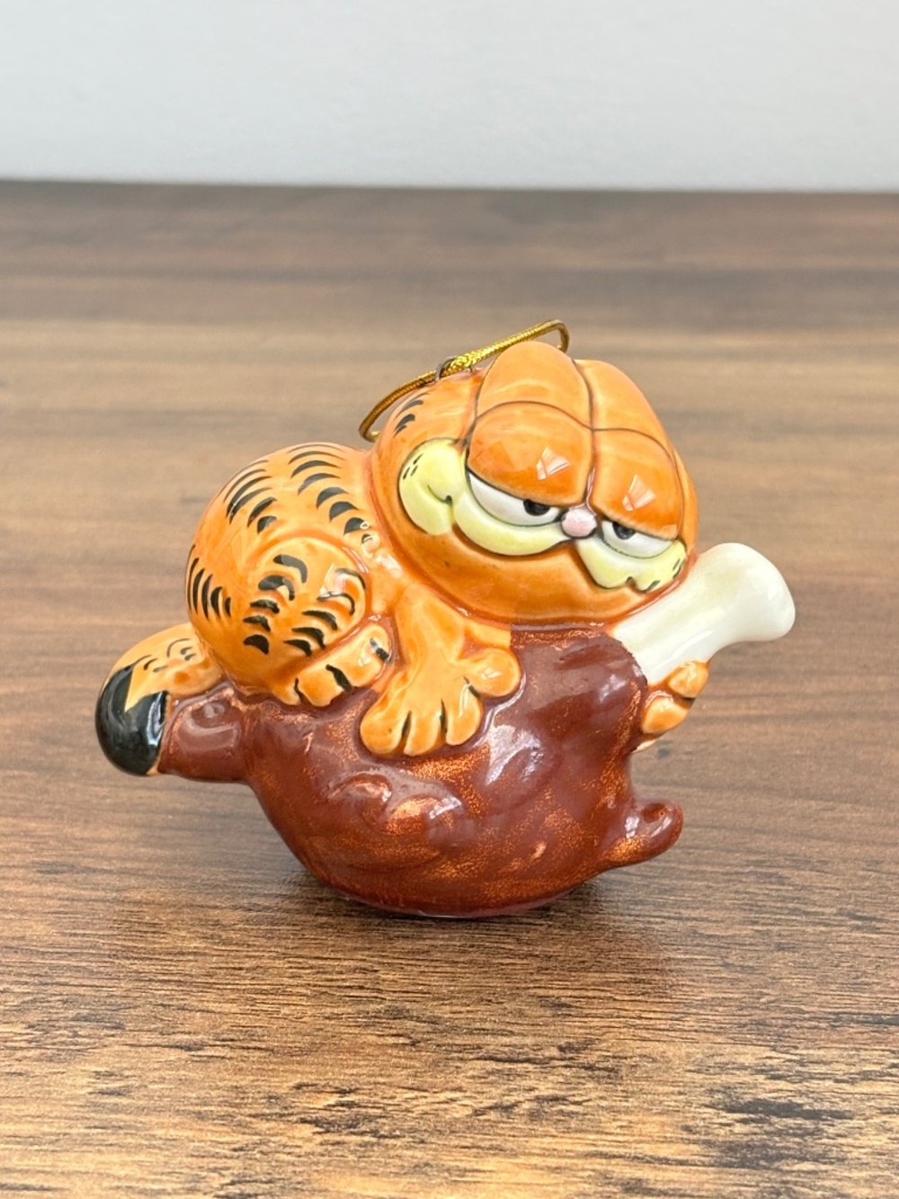 VINTAGE 1981 ENESCO Garfield Roasted Turkey Leg Thanksgiving Christmas Ornament